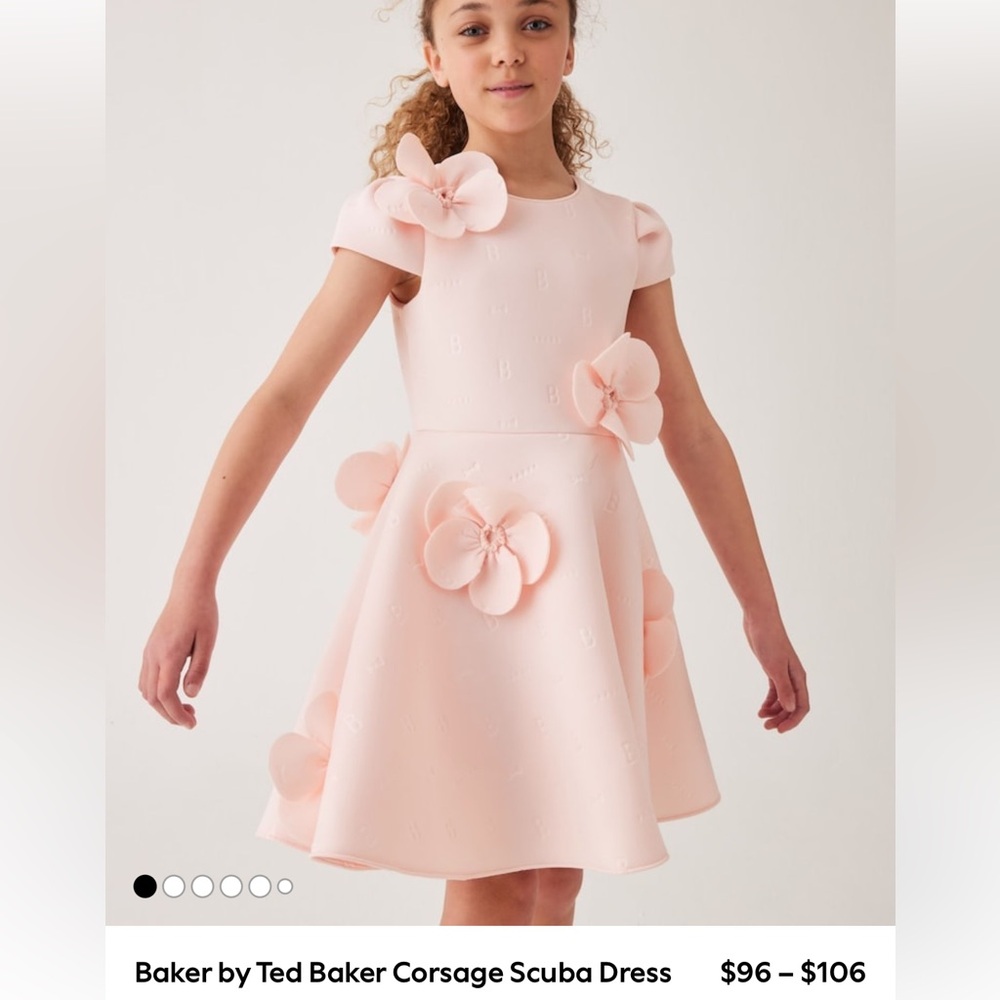 Ted Baker Pink Kids Dress with Floral Accents